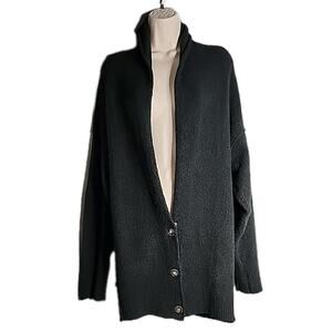 Free People Eucalyptus Cardigan Sweater Size S Longline Button-front Black